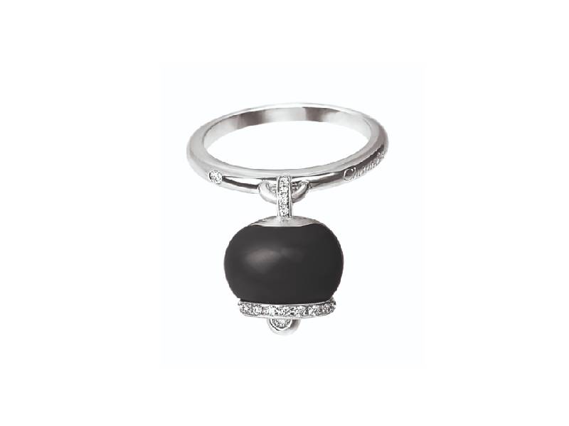CAMPANELLA RING IN 18KT WHITE GOLD, DIAMONDS AND ONYX CAMPANELLE CHANTECLER 32509